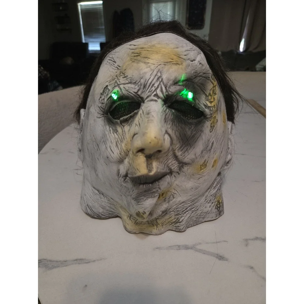 Halloween Character Latex Mask With Green Lights For Eyes